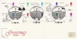 1996-11-11 Greetings Stamps PHOSPHOR London FDC (88531)