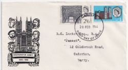 1966-02-28 Westminster Abbey Stamps Cardiff FDC (88847)
