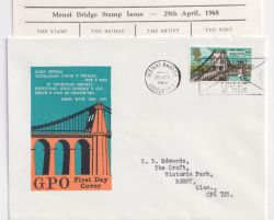 1968-04-29 British Bridges Menai Bridge Slogan FDC (88874)