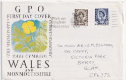 1968-09-04 Wales Definitive Stamps Slogan FDC (88941)
