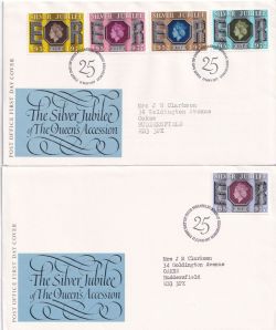 1977-05-11 GB Silver Jubilee Stamps x2 Bureau FDC (89182)