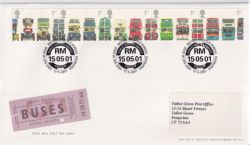 2001-05-15 Buses Stamps Bureau FDC (89401)