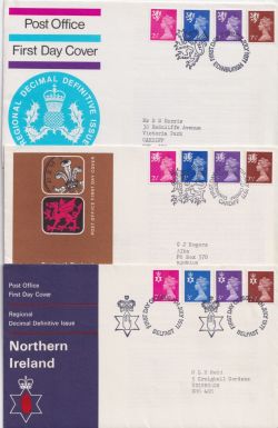 1971-07-07 Regional Definitive Stamps x3 SHS FDC (89448)