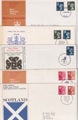1970's Regional Definitive Stamps x5 FDC (89458)