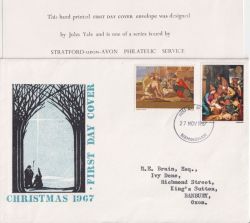 1967-11-27 Christmas Rare Holmes Tolley FDC (89759)