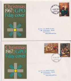 1967-10-18 + 27 Nov Christmas Stamps Bethlehem FDC (89803)