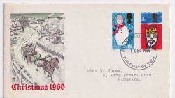 1966-12-01 Christmas Stamps Folkestone FDC (90473)