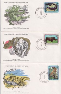 1978 Central African Wildlife Stamps x 3 FDC (90893)