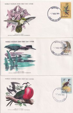 1979 Barbados World Wildlife Stamps x 3 FDC (90907)