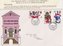 1968-11-25 Christmas Stamps Bureau FDC (91242)