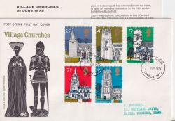 1972-06-21 Village Churches Stamps London WC FDC (91272)