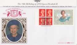 1996-04-16 Queen's 70th Label Pane Bruton St Silk FDC (91485)