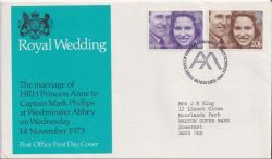 1973-11-14 Royal Wedding Stamps London SW1 FDC (92448)