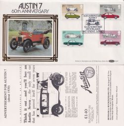 1982-10-13 Motor Cars Austin 7 Brooklands Silk FDC (92477)