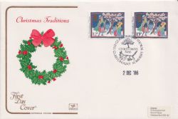 1986-12-02 Christmas Stamps Glastonbury FDC (92708)